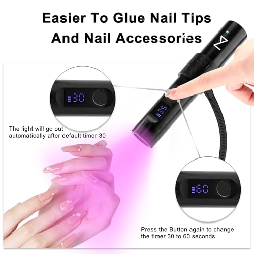 M - GlamCure GO Nail Flash Cure Lamp with Focus Beam Technology, Touch Screen - LED & UV Nail Light - Curing Lamp for Gel Nails, Acrylic, Builder - Portable & Adjustable (Black)