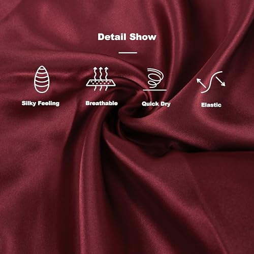 Wheebo Burgundy Satin Bonnet Hats for Women - Pack of 12, Hair Protection & Sleep Caps
