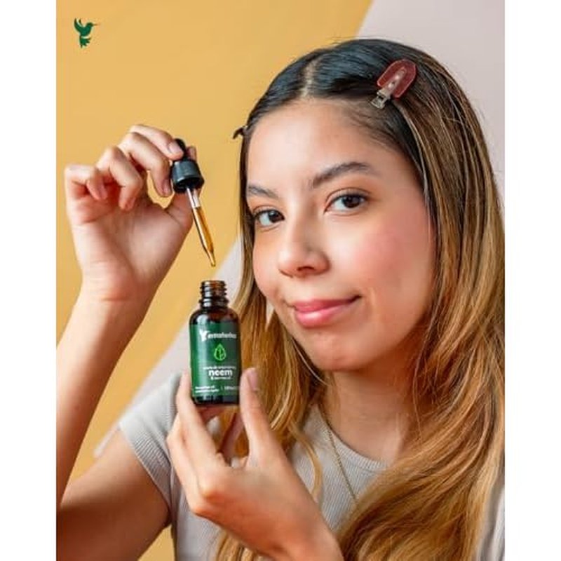 Extraherbos Neem Oil with Tea Tree - Pure Cold-Pressed Anti-Acne Face Oil - Natural Moisturizer for Dry Skin, Blemishes & Scars - Mexican Farm-Grown Skincare - 1 fl oz (30ml)