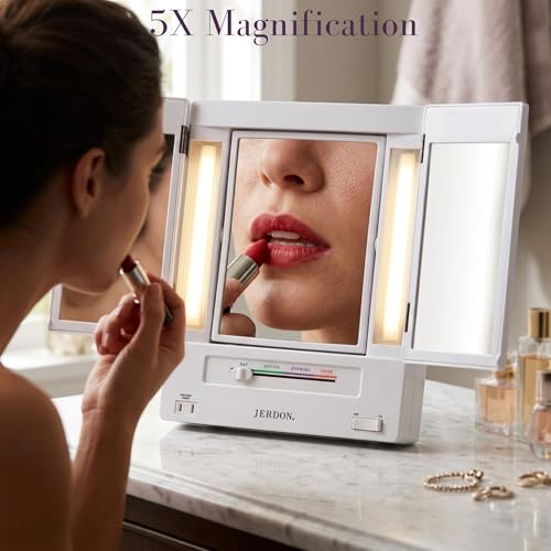 Lighted Makeup Mirror with 5X Magnification - White - JGL9W (Variation of THIS listing)