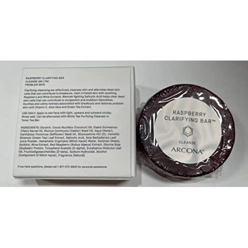 ARCONA Raspberry Clarifying Bar - Raspberry, Wine Extracts, Salicylic Acid, Vitamin E, Aloe Vera and Green Tea Extract - Calms Skin & Fights Blemishes. Made in the USA. 4oz