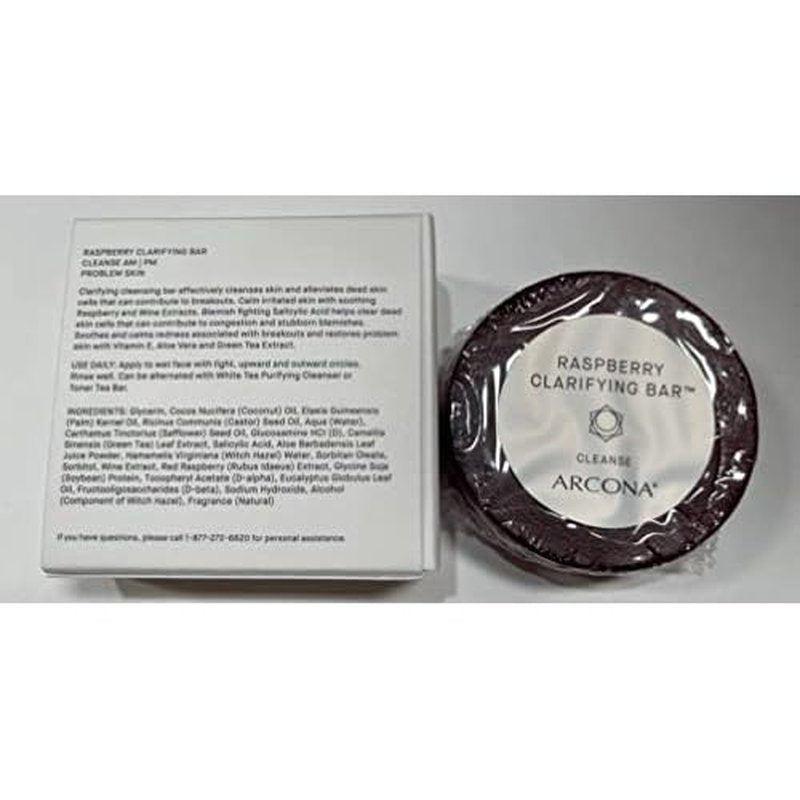 ARCONA Raspberry Clarifying Bar - Raspberry, Wine Extracts, Salicylic Acid, Vitamin E, Aloe Vera and Green Tea Extract - Calms Skin & Fights Blemishes. Made in the USA. 4oz