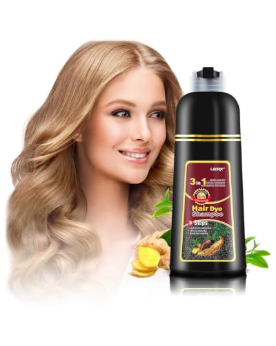 Leorx Hair Dye Shampoo 3-in-1 Blonde Brown Color Hair Coloring & Nourishing Treatment - For Women & Men