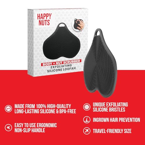 HAPPY NUTS Silicone Body Scrubber, Exfoliating Body Scrubber for Sensitive Skin, Sustainable Shower Scrubber for Body, Silicone Body Brush for Showering (2 Pack, Scrubber)