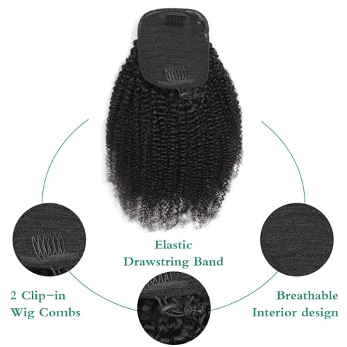 Afro Kinky Curly Ponytail Extension 22 Inch Natural Black - Variation 1B-Afro KC