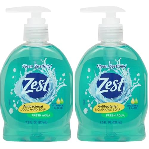 Zest Antibacterial Liquid Hand Soap Fresh Aqua Plus Vitamin E & Aloe 7.5 Fl. Oz (Pack of 2)
