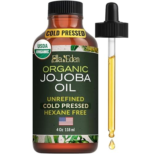 Ella & Eden Organic Rose Water Spray & Organic Jojoba Oil for Face & Skin | USDA Certified, Unrefined, 100% Pure, Hexane-Free, 4oz