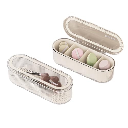 Makeup Brush Holder Organizer, Clear Acrylic Makeup Sponges Organizer, Cosmetic Storage Case with Lid, Display Case for Vanity