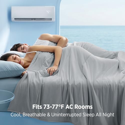 Bedsure King Size CoolOxy Cooling Comforter - Grey, Breathable & Moisture-Wicking