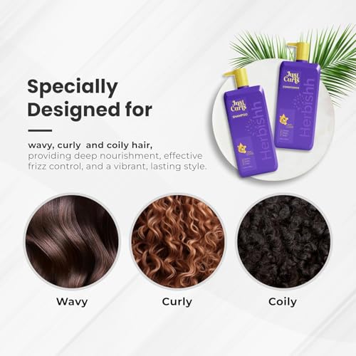 Curly Hair Shampoo & Conditioner Set - Vegan, Hydrating, 17.64 oz Pack of 2 - Herbishh