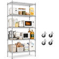 UEAKPIC 5-Tier Wire Shelving Unit Silver-Gray 29.5" W x 13.8" D x 61" H - Heavy Duty Metal Storage Rack with Wheels & Adjustable Shelves