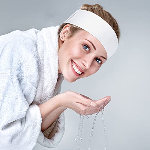 Disposable Spa Facial Headbands White 140 Pack - Soft Stretch Fabric, One Size Fits All