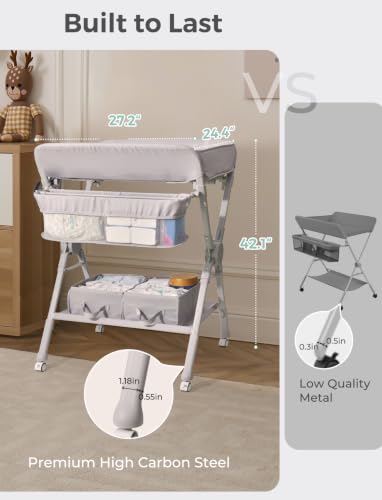Baby Changing Table with Auto Warmer - Large Portable Folding Diaper Station