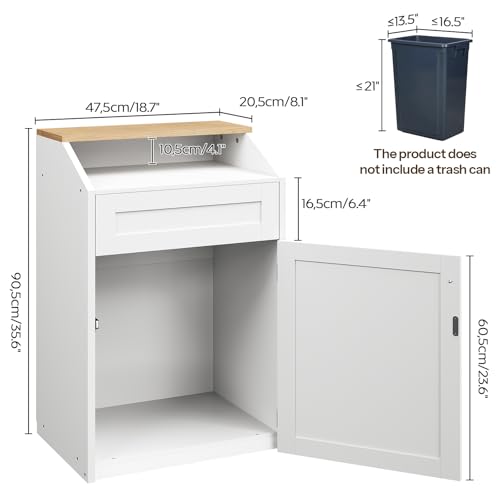 YATINEY White 13 Gallon Freestanding Trash Cabinet with Flip Door - Hidden Kitchen Waste Cabinet