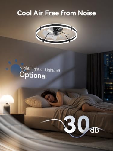 24-Inch Modern Low Profile Ceiling Fan with Lights & Remote - Black - Variation of THIS listing