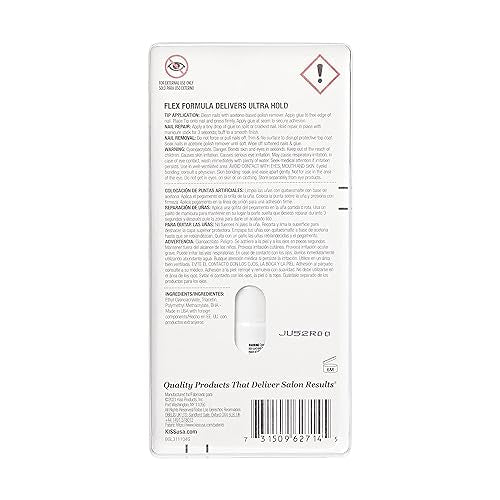KISS PowerFlex Precision Nail Glue - Fast Drying Adhesive for Glue-On Nails & Repairs with Precision Tip Nozzle, Ideal for Tips & Wraps, Net Wt. 0.10 oz (3g) (Pack of 2)