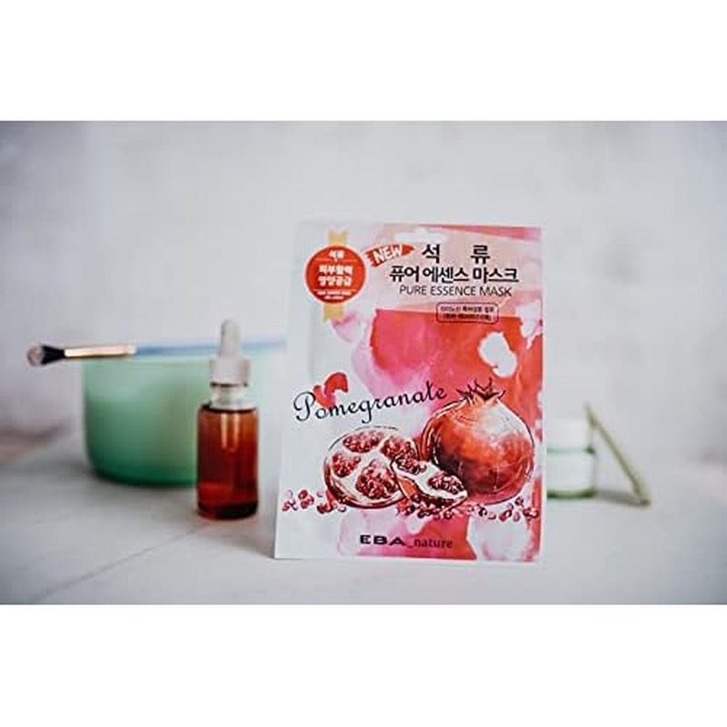 Eba nature} 22 Pcs Combo-Pack, Premium Korean Pure Essence Facial Mask Sheet (11 Types x 2 pcs), Five Chemical Free