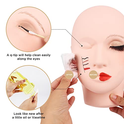 LASHVIEW Lash Mannequin Head, Practice Training Head for Make Up and Lash Extention,Cosmetology Face Head,Soft-Touch Rubber,Easy to Clean by Skincare Essential Oil.