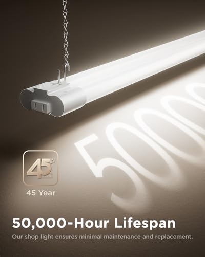 Sunco 10 Pack 4ft LED Shop Lights Linkable White 40W (150W Equivalent) - Commercial Grade, Frosted Cover, Easy Install