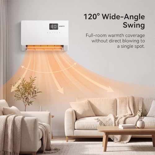 1500W Wall-Mounted Electric Space Heater with Remote & Oscillation