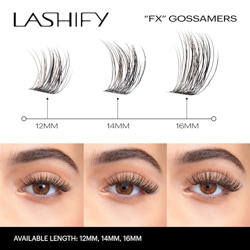 Lashify Fluffy FX 14mm Gossamer DIY Eyelash Extensions Refill, For The Most Curliest and Fluttery Appearance, Truffle Color, Easy False Lashes