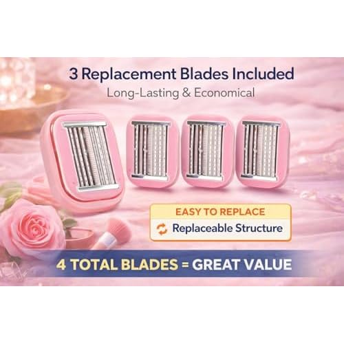 Travel Razors for Women & Men Self-Cleaning, Quick, Smooth, and Safe Self-Stropping Razor Blades for Shaving Head, Legs, Arms, Body (Pink)