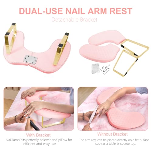 Memory Foam Nail Tech Arm Rest Cushion with Detachable Bracket - Pink
