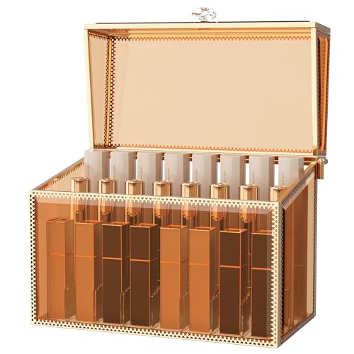 Youdepot Lipstick Organizer Holder, 24-Slot Glass Display Case