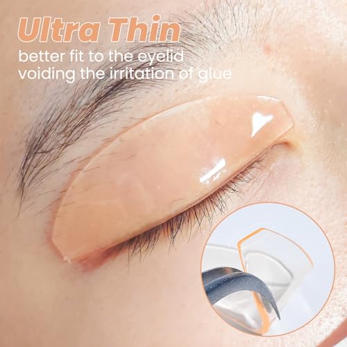 PERMANIA Lash Lift Pads Softening, 4Pcs Professional Korean Lash Lift Self Sticky & Ultra Thin for No.1 Perm Lotion (Orange)