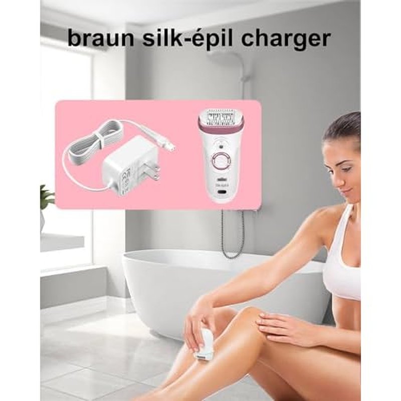 for Braun Silk Epil 9 Charger Compatible with Braun Epilator Silk 9 7 5 9-720 9-300 9-890 9-030 9-880 5-810 5-620 and Face Epilator Facespa Pro 910 911 921