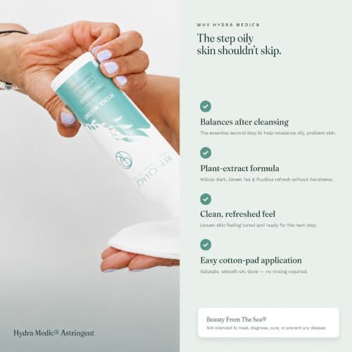 Repechage Hydra Medic Facial Toner for Oily Skin with Green Tea & BHA – Clarifying & Pore-Minimizing, 6 fl oz