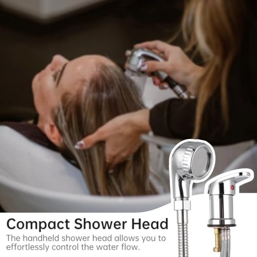 Homaisson Beauty Salon Shampoo Sink Bowl Faucet and Sprayer Kit, Leak-Proof Shampoo Bed Faucet with Metal Hose, Hot and Cold Mixer Tap Sprayer Set for Hair Beauty Salon