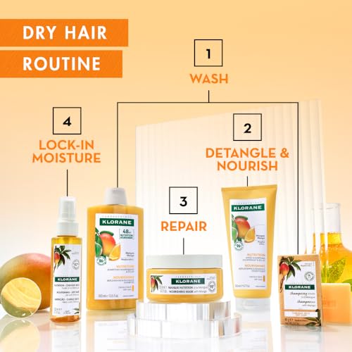 Klorane Nourishing Conditioner with Mango Butter, Moisturize and Hydrate Dry Hair, Paraben, Silicone, SLS Free