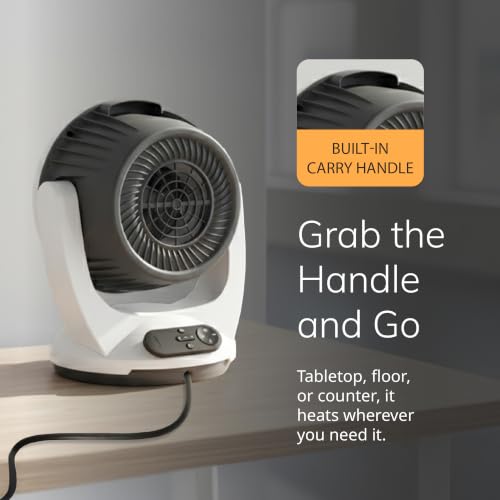 13.5-Inch Oscillating Space Heater with Remote Control, Quiet & Portable