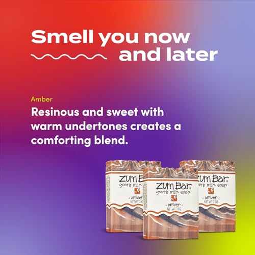 Zum Indigo Wild Goat's Milk Soap Bar - Bar Soap for Hands & Body Made with Essential Oils - 3 oz - Amber (6 Pack)