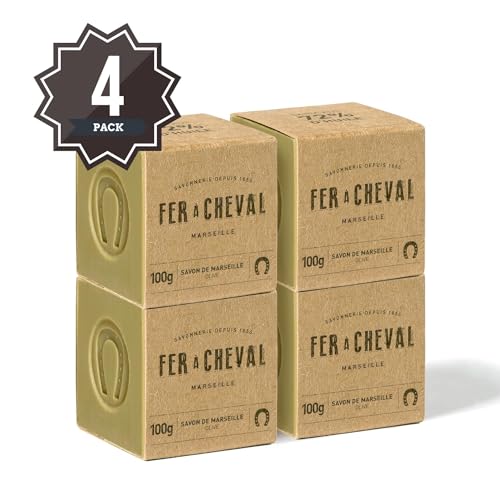 Fer à Cheval Pure Olive Marseille Soap Bar Pack of 4 - Natural, Hypoallergenic, 100g