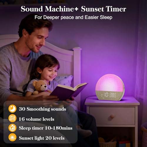 KEPLUG Sunrise Alarm Clock Sound Machine with Dual Alarm - Light Gray