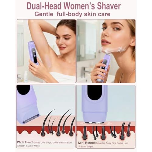 Bikini Trimmer for Women, 2-in-1 Bikini Line & Pubic Hair Trimmer Women, Wet & Dry Electric Razor, Close & Gentle Shaving for Bikini Area, USB Rechargeable