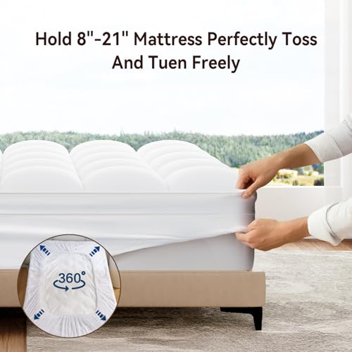 Queen Mattress Topper - White Plush Pillow Top, 1 Inch Down Alternative Filling