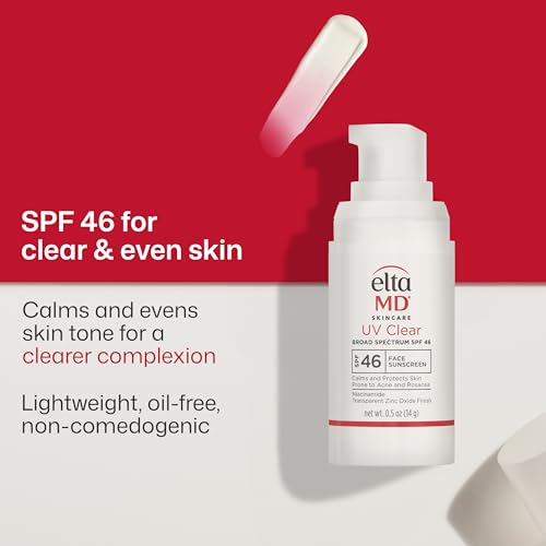 EltaMD UV Clear Untinted Sunscreen SPF 46 - 0.5 oz Travel Size, Oil-Free & Sensitive Skin