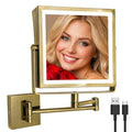 Ruacq Wall Mounted Makeup Mirror with Lights 1X/10X - Antique Brass