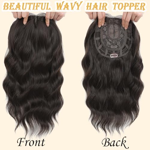 Curtain Bangs Hair Topper for Women, 16 Inch Human Hair, Chocolate Brown Variation
