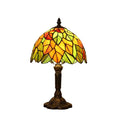 HUORUIKY Maple Leaves Tiffany Table Lamp 9x9x15 Inch with 3-Way Color Temperature & LED Bulb