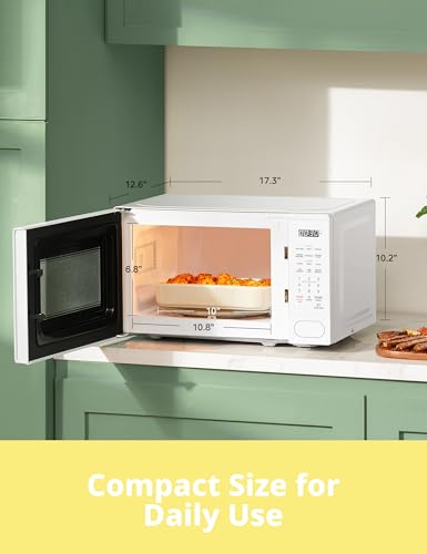 Countertop Microwave Oven 0.7 Cu.Ft 700W White - Modern Style, Child Lock