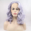 Short Curly Lavender Lace Front Wig 14 Inch Synthetic Heat-Resistant Hair for Women & Drag Queens - Lilac
