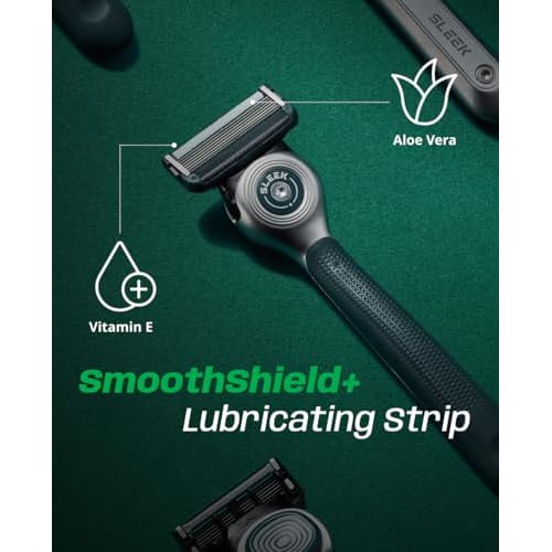 DORCO SLEEK 6 Blade Razor for Men with 10 Cartridges | Men's Cartridge Razors with Razor Handle and Smooth Shaving Blades | Men¡¯s Razors with Multi-Flex Technology
