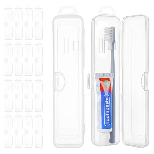 Travel Toothbrush Holder Set - Transparent 20-Pack, Durable & Compact