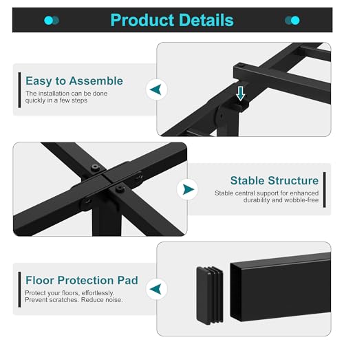 Twin XL Bed Frame 14 Inch Heavy Duty Metal Platform Bed No Box Spring Needed - Support Up to 2500 lbs, Easy Assembly, Noise Free, Black