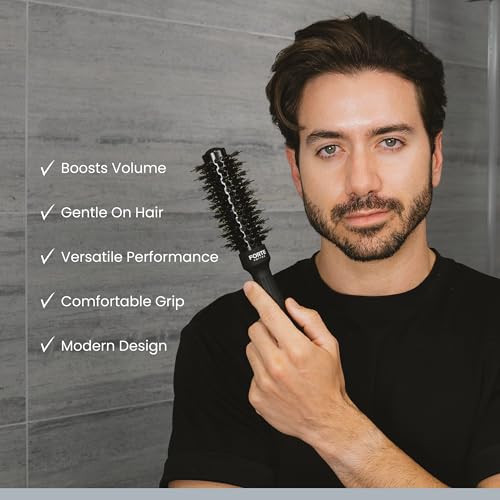 Boar Bristle Round Hair Brush for Volume & Styling - 7 Inch