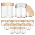 16 Pack 4 OZ Glass Jars with Lids, Small Glass Containers with Plastic Woodgrain Lids & Inner Liners, Reusable Travel Containers for Creams, Makeup, Lotion, Cosmetic, Ointment